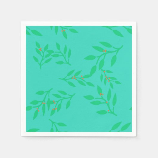 Luiers van Berries en bladeren op een blauwe achte Servetten (Voorkant)