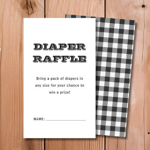 Luierscheur   Black Plaid Baby shower Informatiekaartje