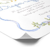 Luierverloting Gekke Goose Blue Bow baby shower Poster (Hoek)