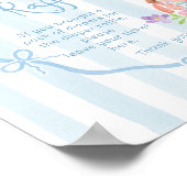 Luierverloting Whimsical Blue stripes Baby shower Poster (Hoek)