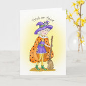 Luimige Heks en Kat Kaart (Gele Bloem)