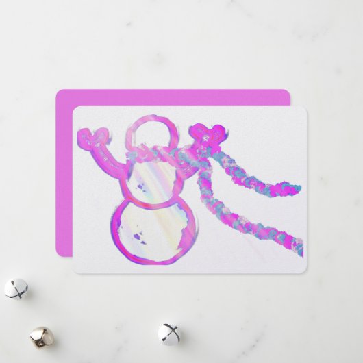 Luimige sneeuwpop feestdagenkaart (Voorkant / Achterkant in situ)