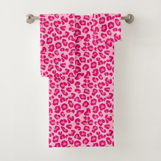 Luipaard afdrukken in pastel roze, hot roze en Fuc Bad Handdoek (Insitu)
