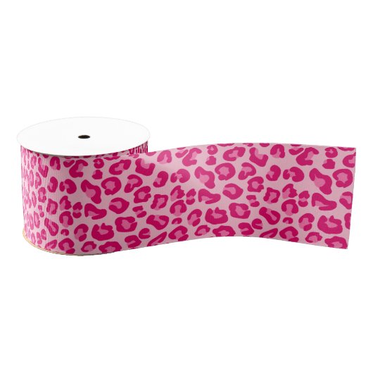 Luipaard afdrukken in pastel roze, hot roze en Fuc Grosgrain Lint (Spoel)