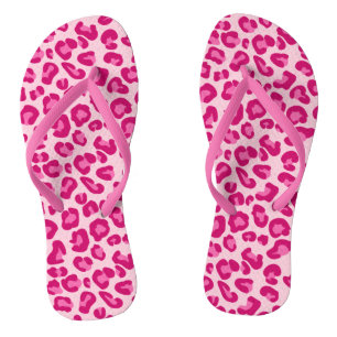 Luipaard afdrukken in pastel roze, hot roze en Fuc Teenslippers