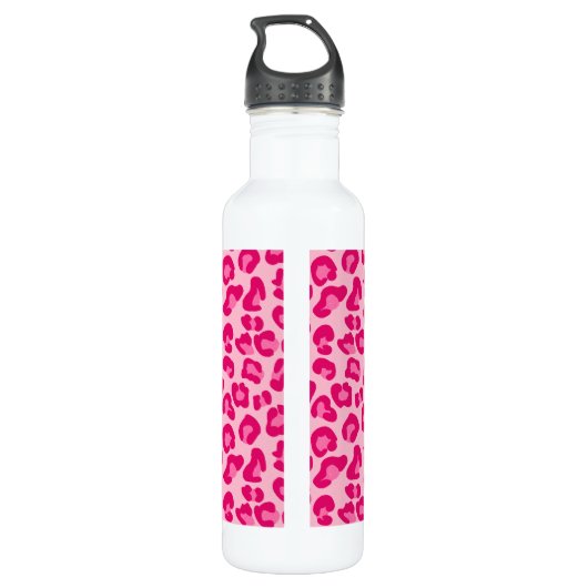Luipaard afdrukken in pastel roze, hot roze en Fuc Waterfles (Achterkant)