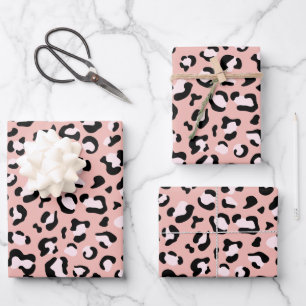Luipaard afdrukken, luipaarden, roze luipaard inpakpapier vel