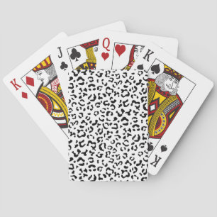 Luipaard afdrukken, luipaarden, zwart-wit pokerkaarten