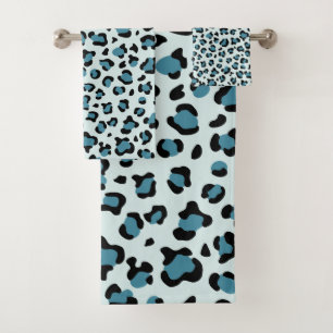 Luipaard afdrukken, luipspuiten, blauwe luipaard bad handdoek
