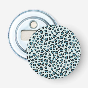 Luipaard afdrukken, luipspuiten, blauwe luipaard button flesopener