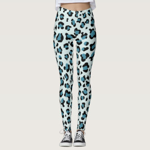 Luipaard afdrukken, luipspuiten, blauwe luipaard leggings