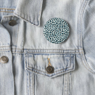 Luipaard afdrukken, luipspuiten, blauwe luipaard ronde button 5,7 cm