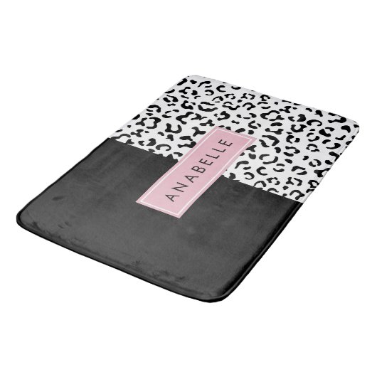 Luipaard afdrukken, spuiten, zwart en wit, Jouw na Badmat (Gekanteld)