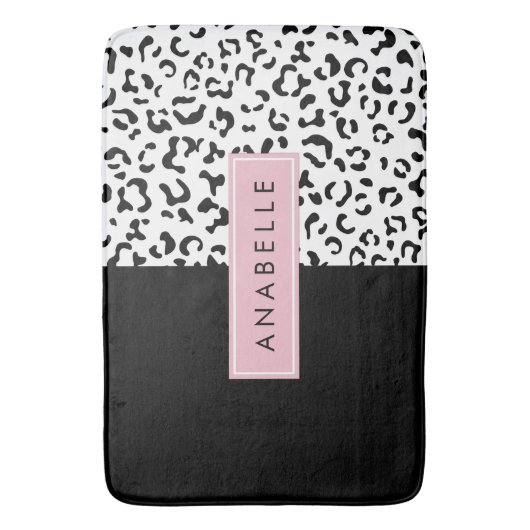 Luipaard afdrukken, spuiten, zwart en wit, Jouw na Badmat (Voorkant Verticaal)