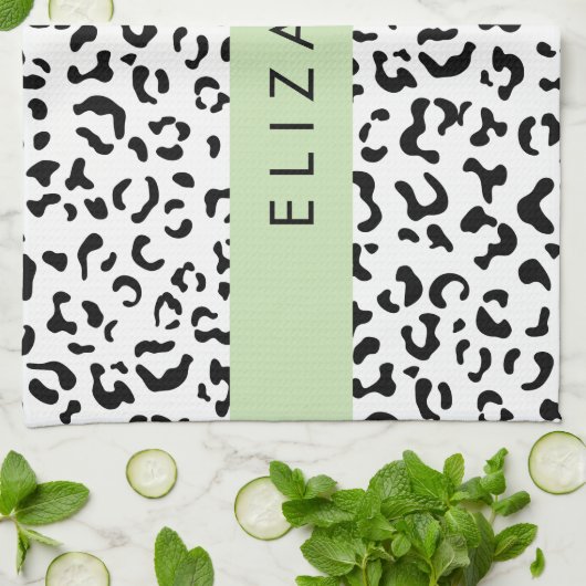 Luipaard afdrukken, spuiten, zwart en wit, Jouw na Theedoek (Gevouwen)