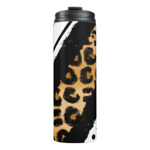 Luipaard afdrukken, zwarte en witte pooldots, stri thermosbeker