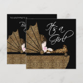 Luipaard Baby Meisje Shower Kaart (Voorkant / Achterkant)