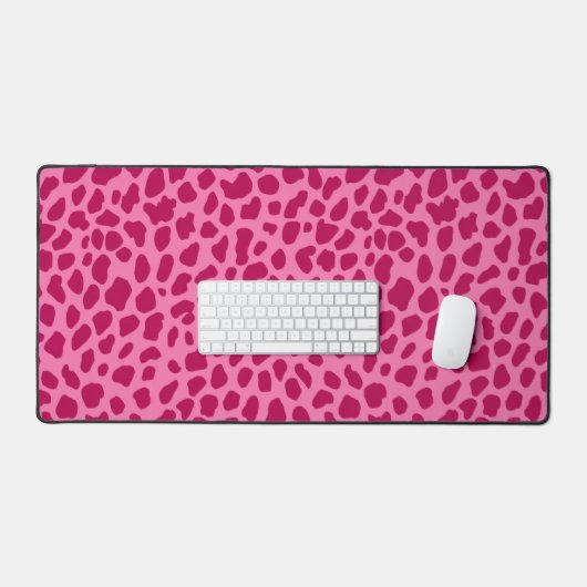 Luipaard bontpatroon Trendy y y2k Fuchsia Roze Bureaumat (Keyboard & Muis)