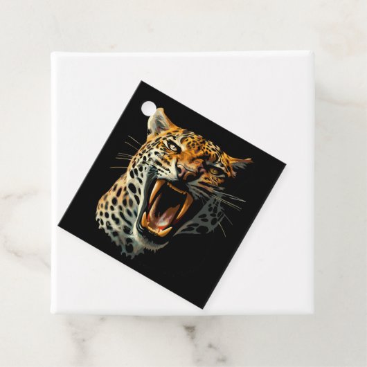 Luipaard brullende aanvalskop bedankjes labels (In situ)