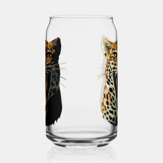 Luipaard brullende aanvalskop blikvorm glas (Links)