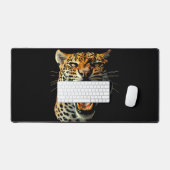 Luipaard brullende aanvalskop bureaumat (Keyboard & Muis)