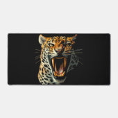 Luipaard brullende aanvalskop bureaumat (Voorkant)