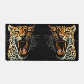 Luipaard brullende aanvalskop bureaumat (Voorkant)