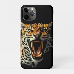 Luipaard brullende aanvalskop iPhone 11 pro hoesje