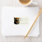 Luipaard brullende aanvalskop etiket (Insitu)