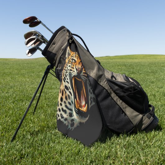 Luipaard brullende aanvalskop golfhanddoek (Groen)