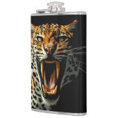 Luipaard brullende aanvalskop heupfles (Links)