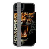 Luipaard brullende aanvalskop incipio iPhone portemonnee hoesje (Agenda Achterkant)