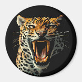 Luipaard brullende aanvalskop magneet (Voorkant)