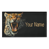 Luipaard brullende aanvalskop naambadge (Voorkant)