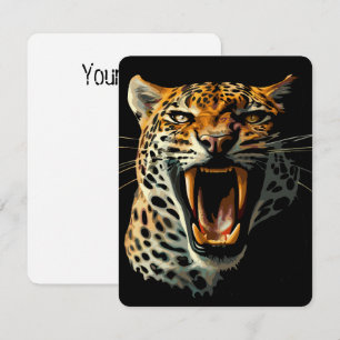 Luipaard brullende aanvalskop RSVP kaartje