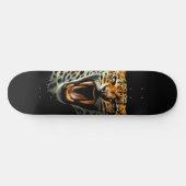 Luipaard brullende aanvalskop skateboard (Horizontaal)