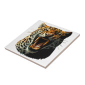 Luipaard brullende aanvalskop tegeltje (Zijkant)