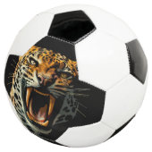 Luipaard brullende aanvalskop voetbal (Drie kwart)