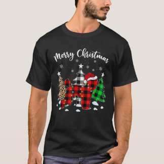 Luipaard Buffalo Plaid Standaard Poodle Hond Kerst T-shirt