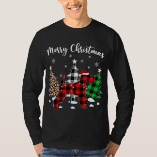 Luipaard Buffalo Plaid Wire Fox Terrier Hond Kerst T-shirt