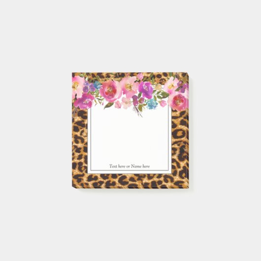 luipaard, cheetah, trendy, floral, zoet, post-it® notes (Voorkant)