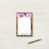 luipaard, cheetah, trendy, floral, zoet, post-it® notes (Op bureau)