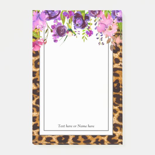 luipaard, cheetah, trendy, floral, zoet, post-it® notes (Voorkant)