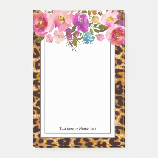 luipaard, cheetah, trendy, floral, zoet, post-it® notes (Voorkant)