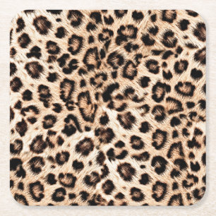 Luipaard Design Pattern: Wild Elegance. Vierkante Kartonnen Onderzetter
