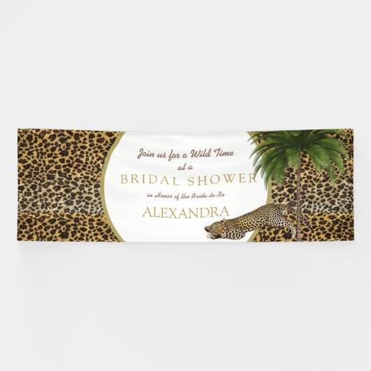 Luipaard Dier Patroon Elegante Palm Feest Spandoek (Horizontaal)
