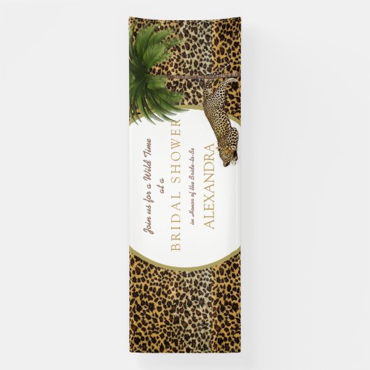 Luipaard Dier Patroon Elegante Palm Feest Spandoek (Verticaal)