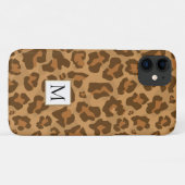 Luipaard dierenprint, monogram in bruine tinten Case-Mate iPhone case (Achterkant (horizontaal))