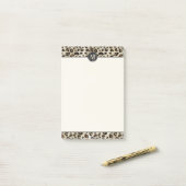 Luipaard Dierprint Met Zwarte Nep Folie Monogram Post-it® Notes (Op bureau)