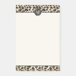 Luipaard Dierprint Met Zwarte Nep Folie Monogram Post-it® Notes